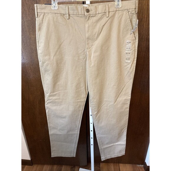 New Gap Mens Pants Beige Size 40x32 Essential Khaki Slim LegGapFlex Cotton Blend - Picture 1 of 6
